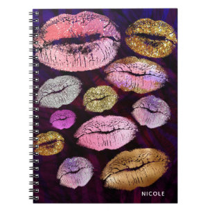 Glitter Funkelnder Kuss Lippen Beauty Makeup Trend Notizblock