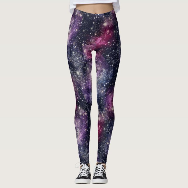Glitter Galaxy Pattern – Cosmic Sparkle Space  Leggings (Vorderseite)