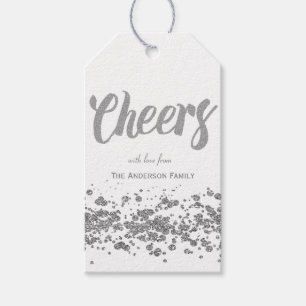 Glitter-Geschenkumbauten des Beifalls silberne Geschenkanhänger