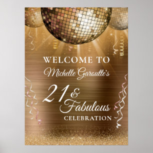 Glitter Glam 21 und Fabelhaft Gold Disco Kugel Poster