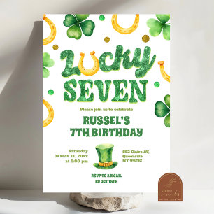 Glitter Glücks sieben St. Patrick Geburtstag Einladung