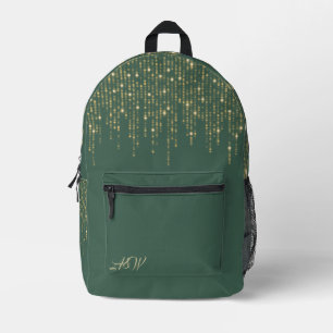 Glitter Gold Bokeh Druck auf Grün Bedruckter Rucksack