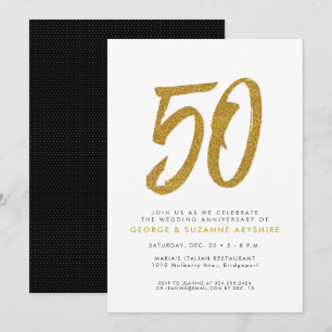 Glitter-Gold-Einladung zur 50-Jahres-Feier Einladung