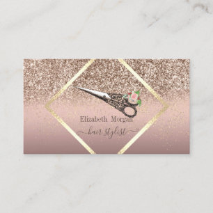 Glitter Gold Konfetti Vintage Schere Visitenkarte