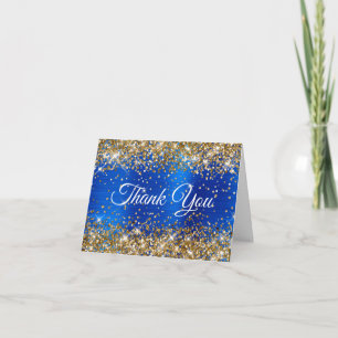 Glitter Gold Königlich Blau 40. Geburtstag Dankeskarte