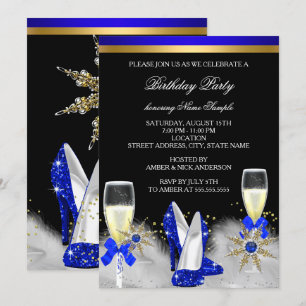 Glitter Gold Royal Blau Absätze Schwarz Champagner Einladung
