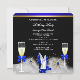 Glitter Gold Royal Blau Absätze Schwarz Champagner Einladung