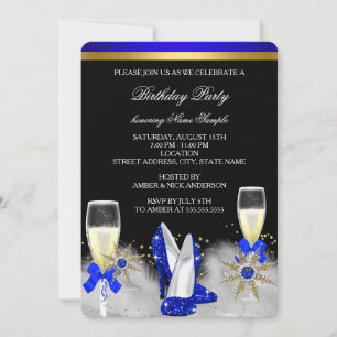 Glitter Gold Royal Blau Absätze Schwarz Champagner Einladung