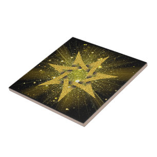 Glitter Gold Star Keramikfliese