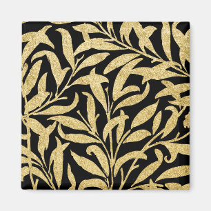 Glitter Gold und Black Leaf Muster Magnet