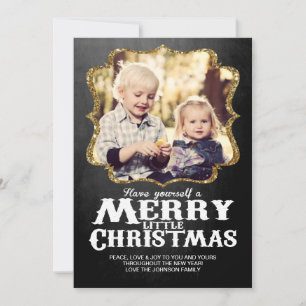 Glitter-Gold und Schultafel-Weihnachtsfoto Karte