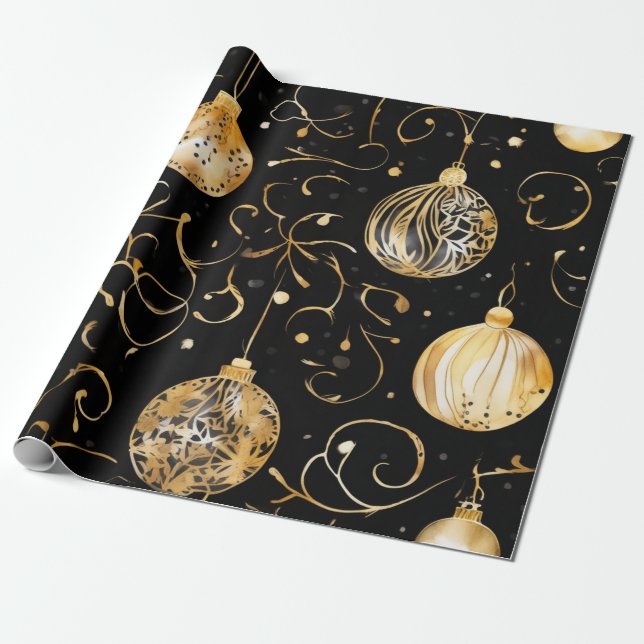 Glitter Gold Weihnachtsball-Papier Geschenkpapier (Ungerollt)
