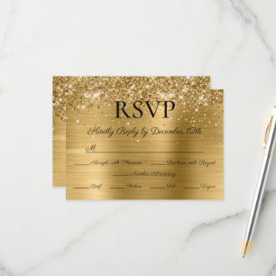 Glitter Goldfolie Elegante Kalligrafie Hochzeit RSVP Karte