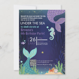 Glitter Grotto Unterhalb der Meerjungfrauen Geburt Einladung