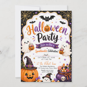 Glitter Halloween-Geist-Kürbis Halloween-Party Einladung