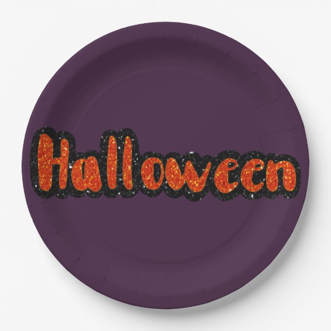 Glitter Halloween Pappteller (Vorderseite)