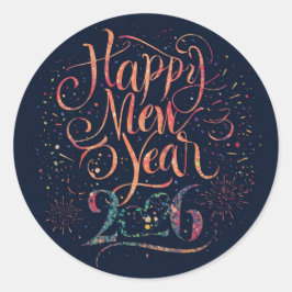 Glitter Happy New Year 2026 Runder Aufkleber
