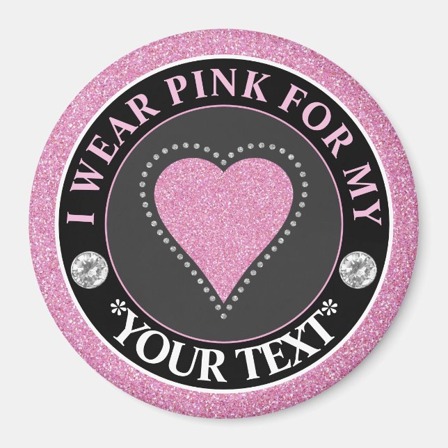 Glitter Heart Breast Cancer Awareness Design Magnet (Vorne)