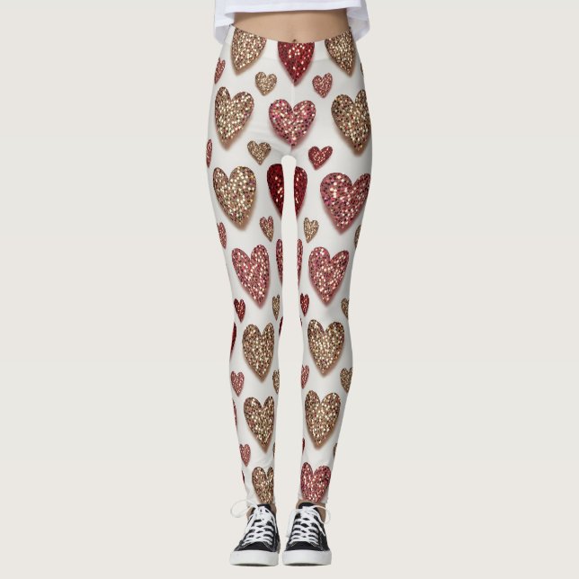 Glitter Hearts Pattern – Sparkling Romantic Love  Leggings (Vorderseite)