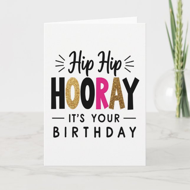 Glitter-Hooray-Birthday-Card Karte (Vorderseite)