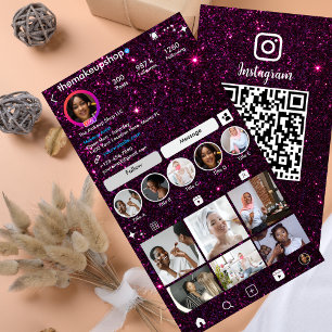 Glitter Instagram Dunkelviolett Visitenkarte