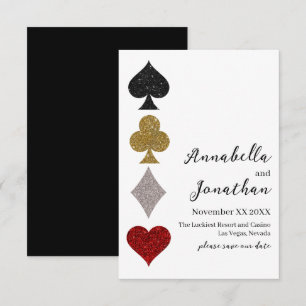 Glitter-Kartenspiel Las Vegas Casino-Hochzeit Save The Date