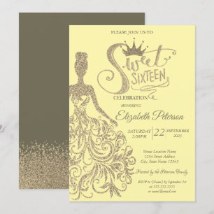 Glitter Kleid Mädchen Tiara, Gold Diamanten Sweet  Einladung