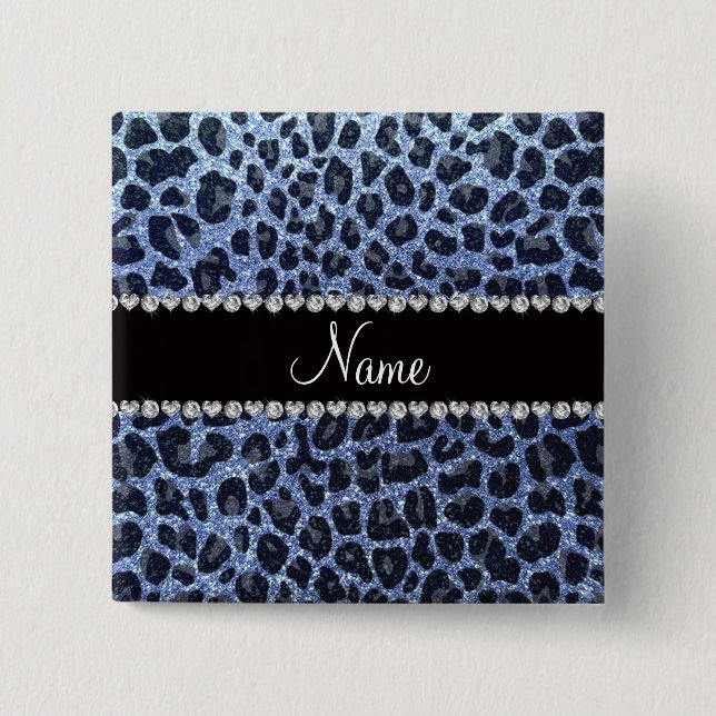 Glitter-Leoparddruck des individuellen Namens Button (Vorderseite)