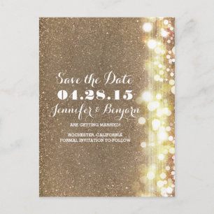 Glitter-Lichterkette elegant chic Save-the-Date Ankündigungspostkarte