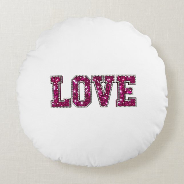 Glitter Liebe Rundes Kissen (Vorderseite)