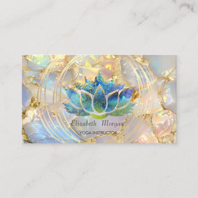 Glitter Lotus Circles Opal Stone Business Card Visitenkarte (Vorderseite)