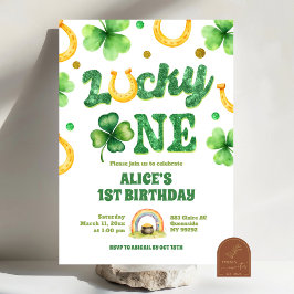 Glitter Lucky One St. Patrick Erster Geburtstag Einladung
