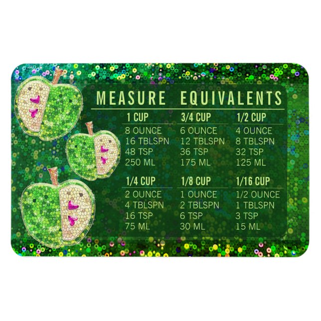 Glitter-Maßumrechnungs-Küchenmaß-Führer Magnet (Horizontal)