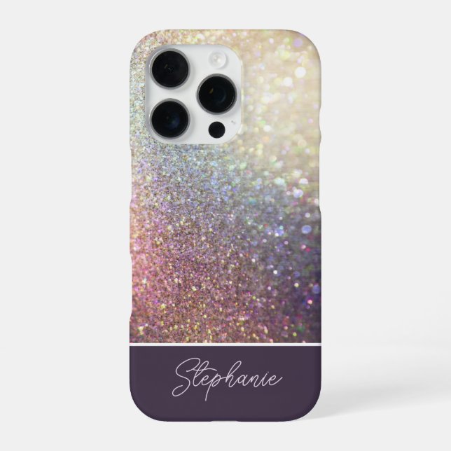Glitter Ombre Benutzername iPhone Hülle (Rückseite)