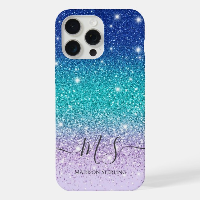 Glitter Ombre Monogram iPhone-Hülle | Personalisie iPhone Hülle (Rückseite)