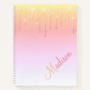 Glitter Ombré Pink Glam Funkeln Name Notizbuch