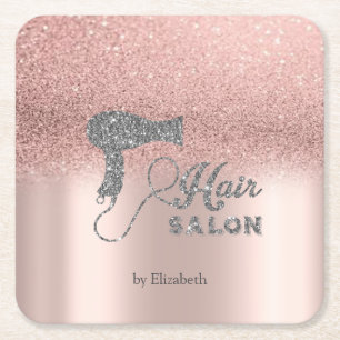 Glitter Ombre Rose Gold Herzen, Haartrockner   Rechteckiger Pappuntersetzer
