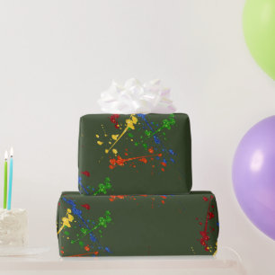 Glitter Paintball Party Farbklecks Geschenkpapier