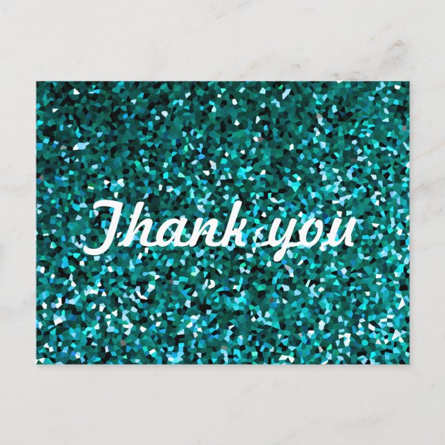 Glitter Patterns Thank You Blue Glittery Sparkle Postkarte (Vorderseite)