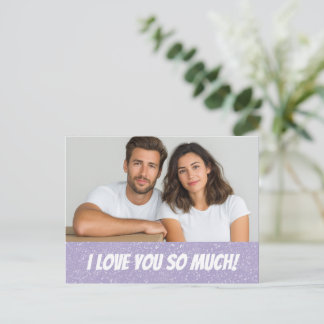 Glitter Personalized Couple Photo Valentine Card Postkarte