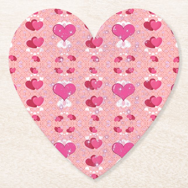 glitter pink heart vibrant romantic wallpaper untersetzer (Vorderseite)