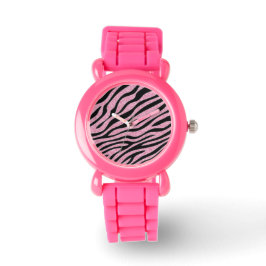 Glitter Pink Zebra Print Armbanduhr