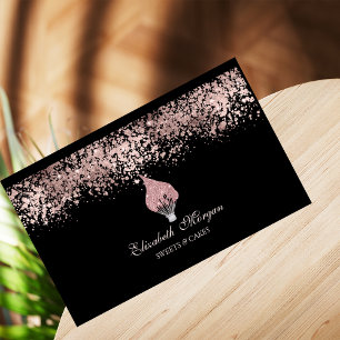 Glitter-Quirl Rose Gold Tropfen Bäckerei Schwarz Visitenkarte