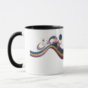 Glitter Regenbogen Kosmischer Traum Welle Combo Ta Tasse