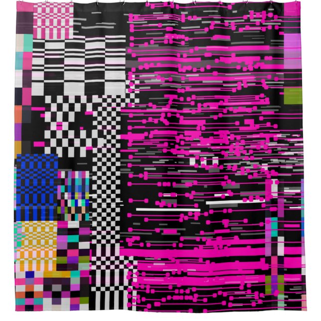 Glitter Retro VHS-Bildschirmstil Duschvorhang (Vorderseite)