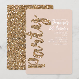 Glitter-Roségold-Wangenrot für Geburtstagsfeiern J Einladung