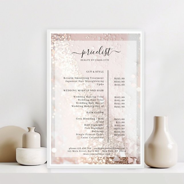 Glitter Salon Preisliste Poster (Glitter Salon Price List Poster)