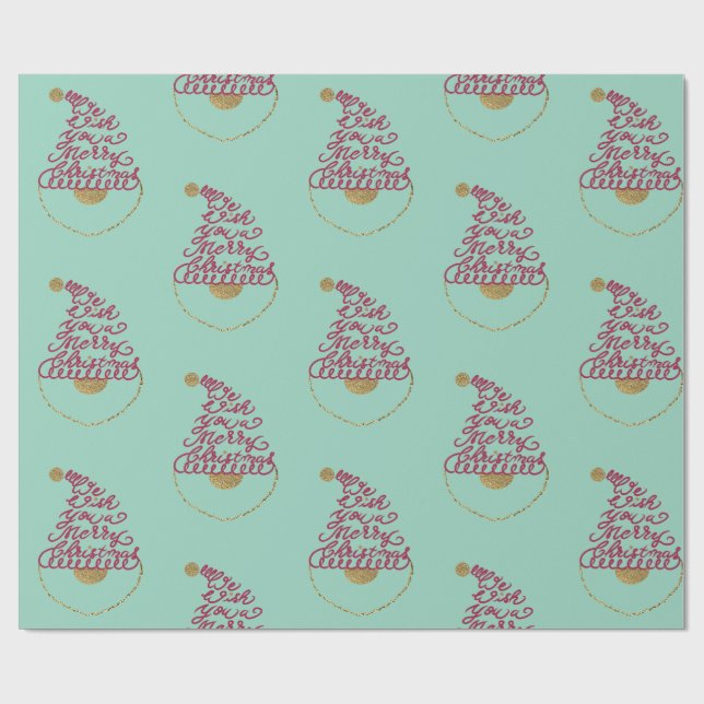 Glitter Santa Script Cute Modern Christmas  Geschenkpapier (Flach)