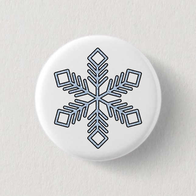 Glitter-Schneeflocke - Babyblaue Äste Button (Vorderseite)
