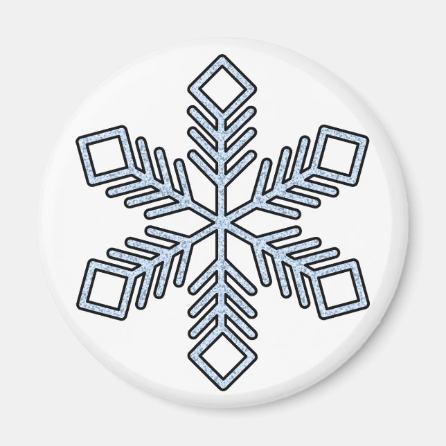 Glitter-Schneeflocke - Babyblaue Äste Magnet (Vorne)